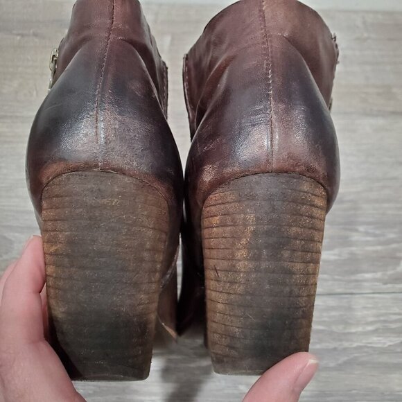 Kork Ease Women's Natalya Wedge Ankle Boots Leather Side Zip Round Toe Brown 8M - Picture 8 of 14